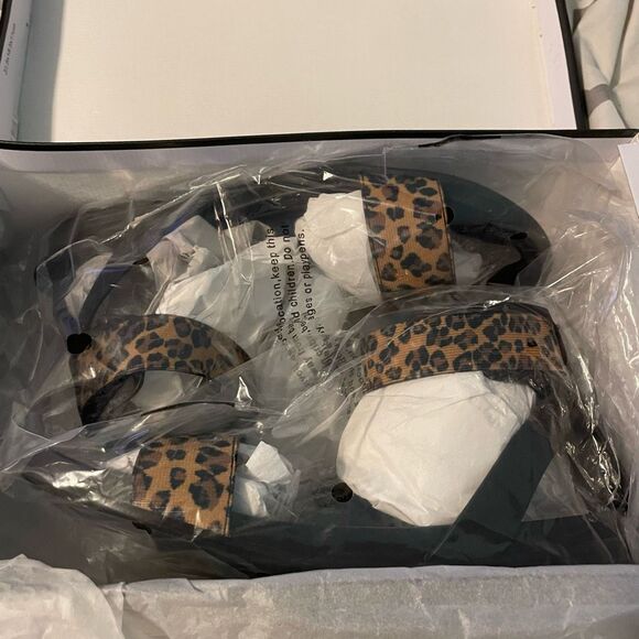 MIA Lydya Leopard Print Sandals Vegan Leather Black Brown Animal Print 7.5 - Picture 9 of 10